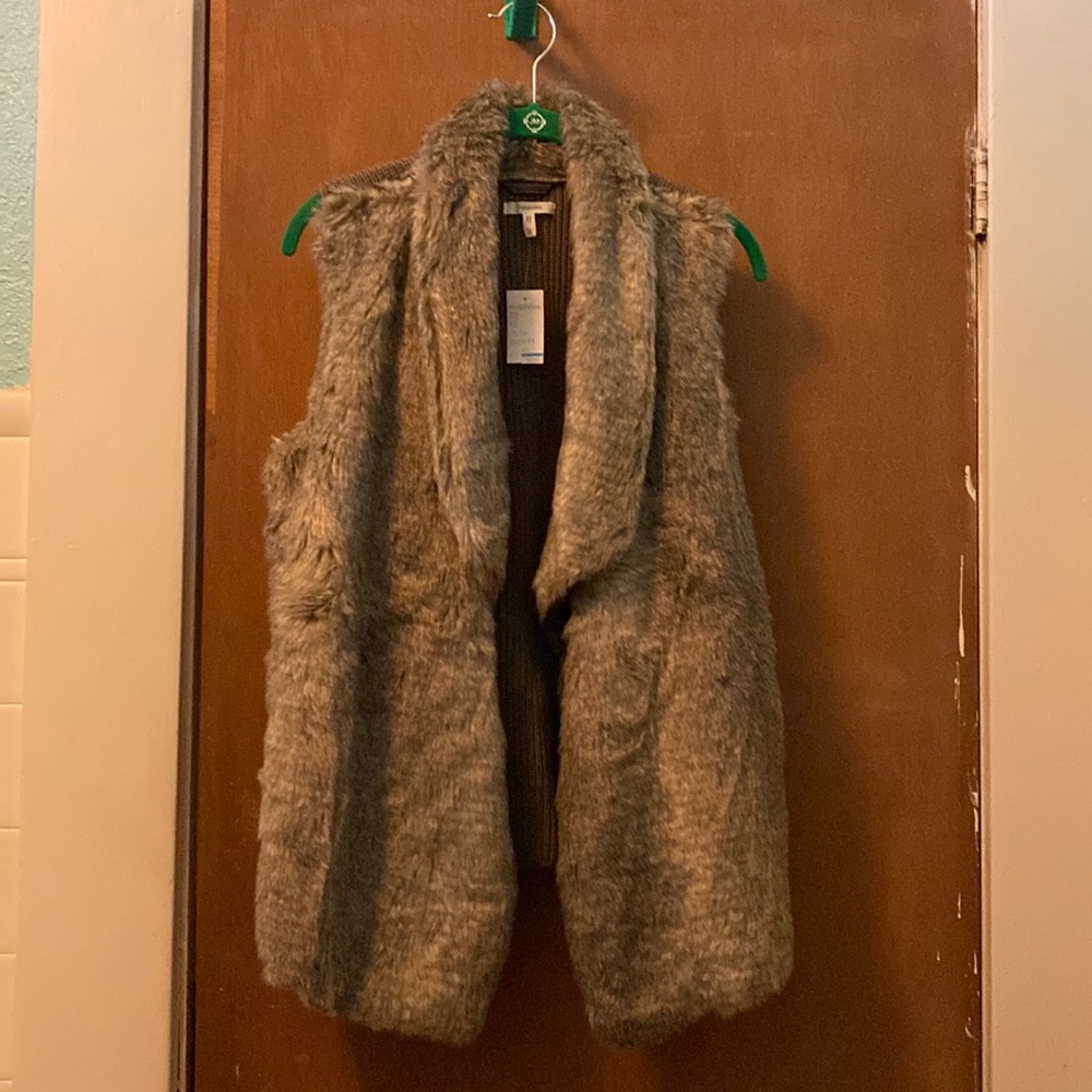 Maurices Faux Fur Vest - Gray/Brown Mix - NWT